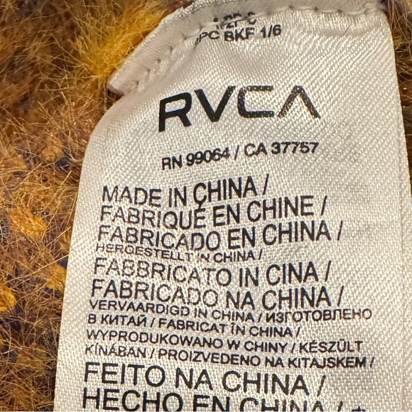 RVCA Fuzzy Plaid Long Sleeve Crewneck Fuzzy Sweater, Size Small - Picture 14 of 14